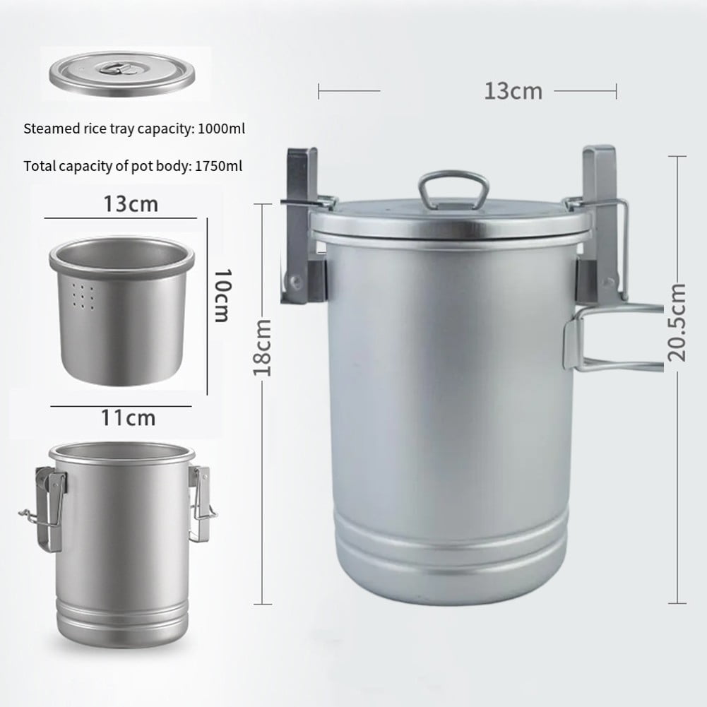 Serves 3 Camping Rice Cooker Cooking Pot With Handle Portable