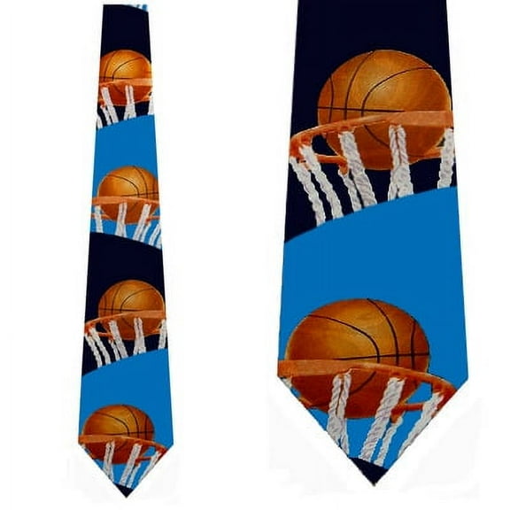 Basketball Rim Shot (Navy) Necktie Mens Tie
