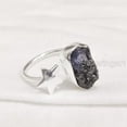 thumbnail image 3 of Blue Sapphire Ring, Rough Blue Sapphire Ring, September Birthstone, Star Adjustable Ring, 925 Sterling Silver, Womens Ring, Christmas, Thanksgiving, Handmade, Statement Jewelry, Rough Gemstone Jewelry, 3 of 5