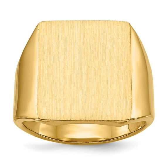 Solid 14k Yellow Gold Big Heavy Men's Engravable Signet Ring (15.6mm) - Size 11