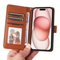 thumbnail image 5 of SaniMore for iPhone 14 Wallet Case, Detachable Strong Magnetic PU Leather Flip Cover PU Leather with Magnetic Shell Card Slots Cash Pocket Wristlet Strap Full Body Protective Stand Shell, Brown, 5 of 12