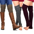 TeeHee Women's Fashion Extra Long Thigh High Leg Warmers 3Pack (Marled