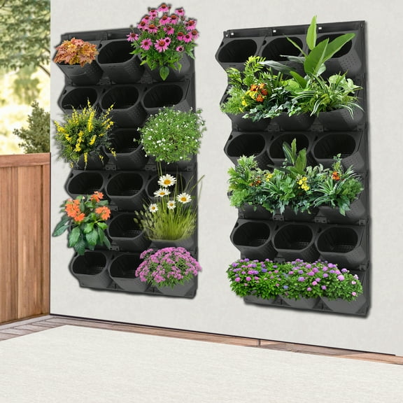 ToppiJoy 36 Slots Pots Hanging Vertical Garden Wall Planter,for Yard Garden,Indoor/Outdoor,Wall Mounted Flower Pots for Flower Vegetables (Black)