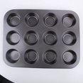 thumbnail image 1 of Capacidad para moldes para muffins de acero al carbono antiadherentes, 12 tazas, gris, Navidad, cumpleaños, 1 of 4