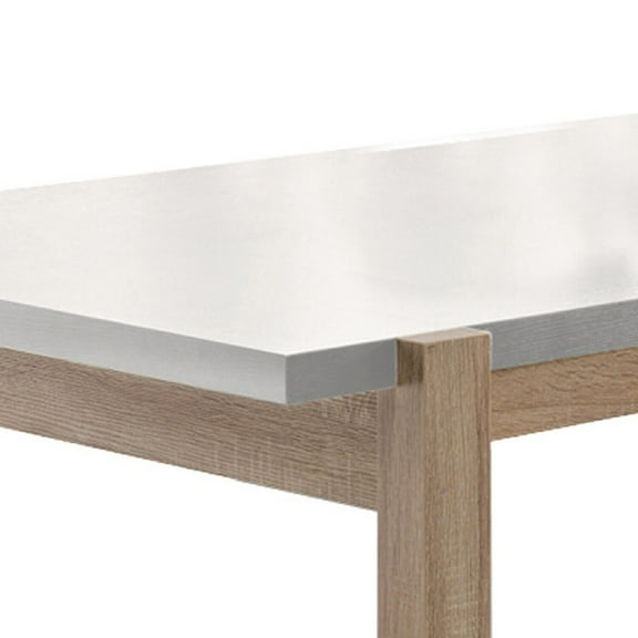 Rectangular Dining Table for 4 - White Brown Finish, 31.5" x 47.25" Tabletop, Modern Design