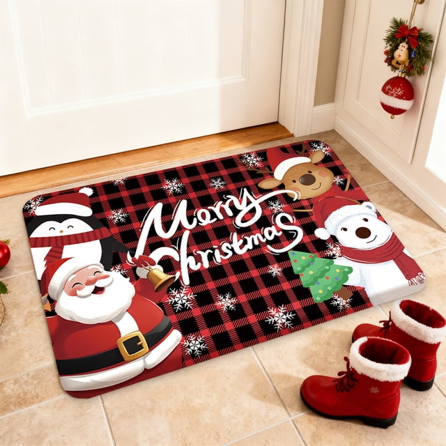 Rapeiae 23.6x15.7inches Christmas Decorative Carpet Diatom Mud Mat Bathroom Absorbent Mat Dirtresistants and Nonslip Bathroom Mat
