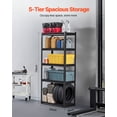 thumbnail image 3 of VEVOR Storage Shelves, 2000 lbs, 5 Tier Garage Storage Shelving, 16" D x 32" W x 72" H Adjustable Metal Shelves for Garage Shelves Utility Rack Shelf, Ideal for Kitchen, Warehouse, Basement, Black, 3 of 10
