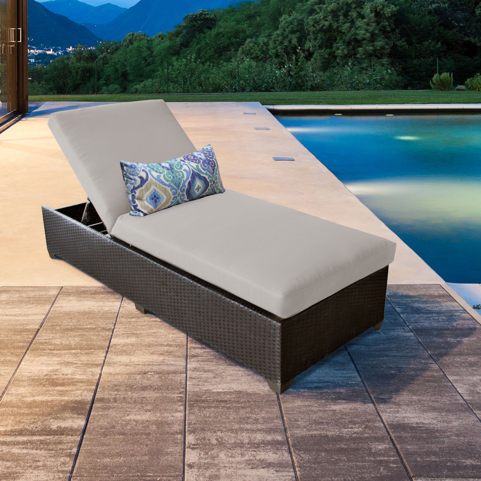 Barbados Chaise Outdoor Wicker Patio Furniture with Side Table in Cilantro - image 3 of 10