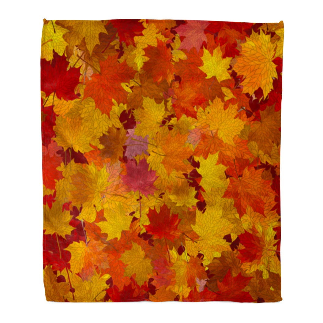 ASHLEIGH Throw Blanket Warm Cozy Print Flannel Red Leaf Lot of Maple