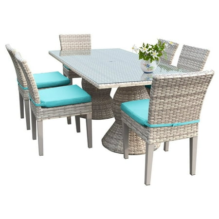 TKC Fairmont 7 Piece 80" Glass Top Patio Dining Set in ...