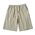 thumbnail image 3 of Pantalones Cortos de Cintura Elástica de Tamaño Adicional 5/4 Longitud Pantalones de Surf de Playa Casuales Pantalones Cortos Deportivos de Poliéster con Bolsillos, Pantalones de Verano de Color Sólid, 3 of 5
