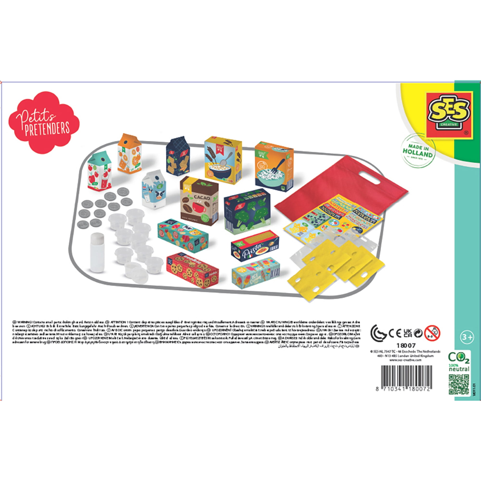 SES Creative: Supermarket Groceries - 55pcs, Shopping, Food & Kitchen Toy Set, 30 Realistic Mini Groceries, Play Money Coins & Bills, Kids Ages 3+