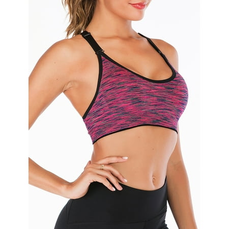 

YouLoveIt Strappy Women Sports Bra Active Racerback Paded Sports Bra Gym Workout Fitness Yoga Bra Removable Pads Activewear Fitness Sports Running Bra