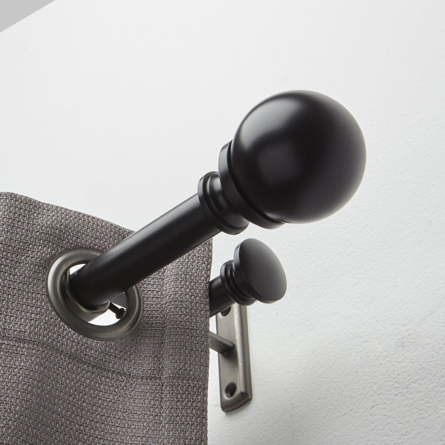 Hometrends Ball 1" Double Drapery Rod Set 60-144" Matte Black