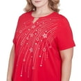 thumbnail image 4 of Alfred Dunner Womens Plus-Size Dazzling Shooting Stars With Beaded Split Neck, 4 of 4
