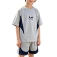 thumbnail image 2 of Amidoa Boys Summer Outfits 2 Piece Cute Short Sleeve Top and Casual Shorts Kids Clothing Sets Gray Size 6, 2 of 9