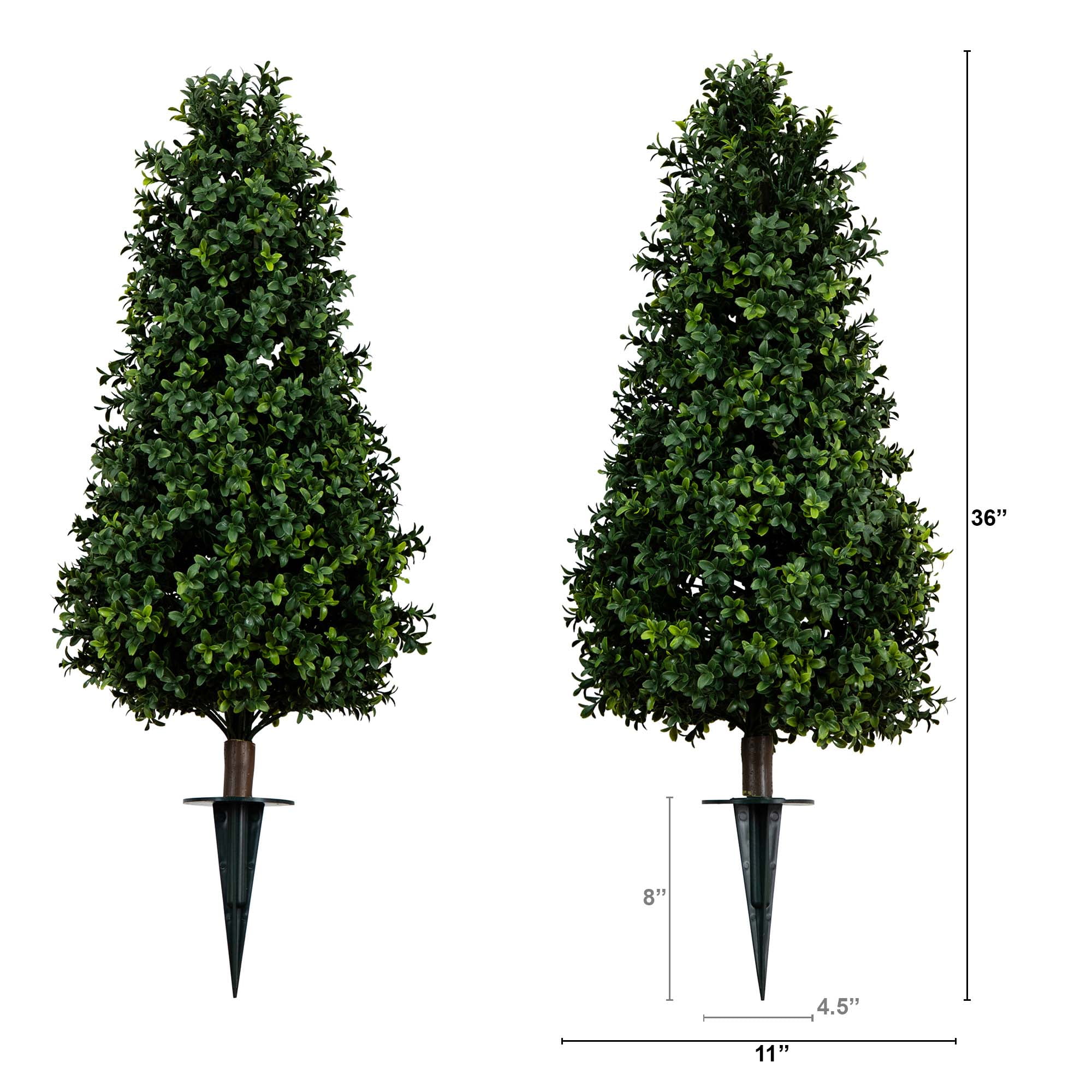 Nearly Natural 3ft. UV Resistant Artificial Boxwood Plant with Integrated Ground Stake (Indoor/Outdoor) - Set of 2