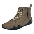 thumbnail image 2 of Vintage Combat Boots for Men with Side Zipper Comfortable Casual Wide Width Lace up Leather Orthopetic Walking Riding Ankle Booties Khaki Size 10.5, 2 of 7