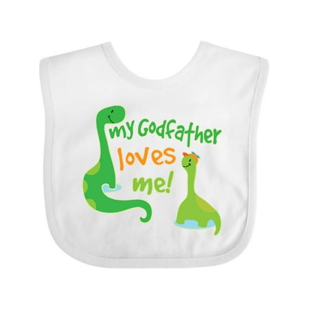 

Inktastic My Godfather Loves Me Godson Dinosaur Gift Baby Boy Bib