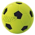 thumbnail image 3 of Nerf Dog Soccer Ball Dog Toy with Interactive Crunch, Lightweight, Durable and Water Resistant, 3 Inches, For Small/Medium/Large Breeds, Two Pack, Blue and Green, 3 of 6