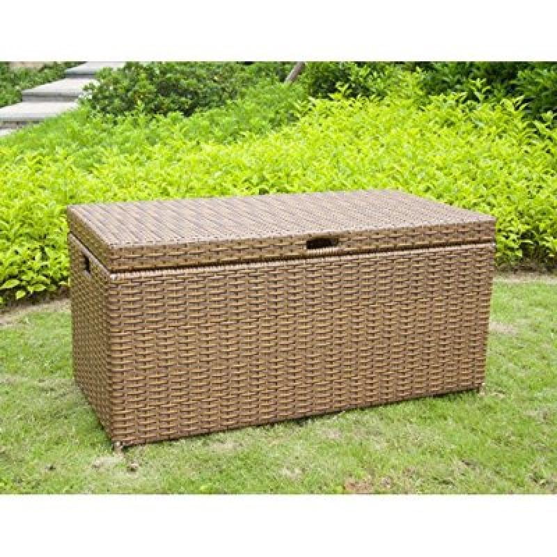Jeco Wicker Patio Storage Deck Box in Honey by Jeco
