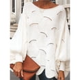thumbnail image 4 of Chandail Grande Taille pour Femmes Col Rond Décontracté Chandail Ample Style Confort Blanc G, 4 of 7