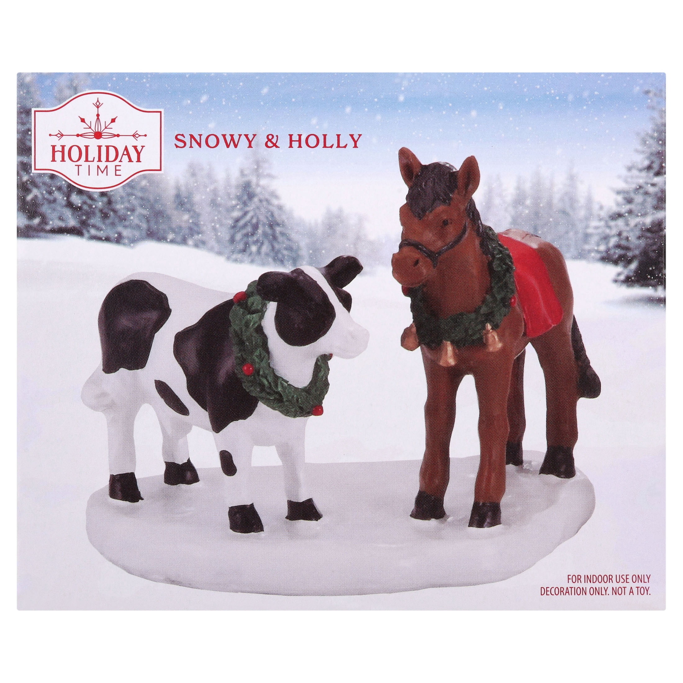 Snowy and Holly Christmas Village Decorative Figurine, Multicolor, 3.8", by Holiday Time
