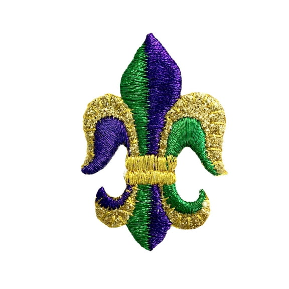 Fleur de lis - Gold/Purple/Green - Mardis Gras - Iron on Applique/Embroidered Patch