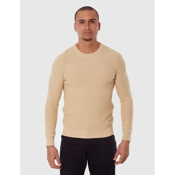 Gant Rugger Men's Solid Textured Crew Sweater (84232), Warm Almond, Medium
