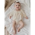thumbnail image 5 of Cjfdfy Newborn Baby Girl Spring Fall Outfit Cotton Gauze Baby Clothes Bubble Romper Infant Long Sleeve Square Neck Bow Decor Jumpsuit Bodysuit Playsuit, 5 of 9