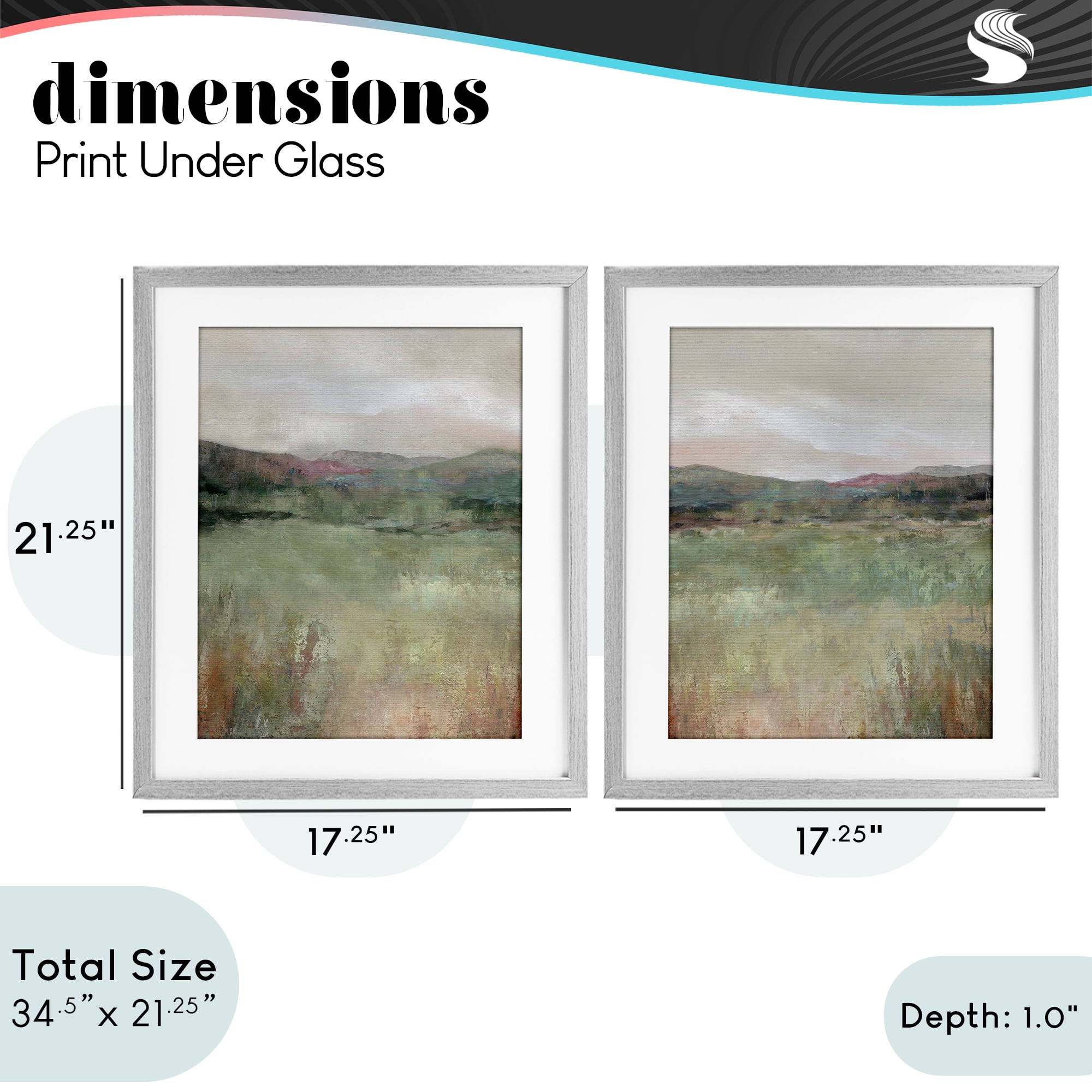 Stupell Industries Muted Glimpse of Spring 2 Piece Gray Framed Print Under Glass Set, design by Carol Robinson