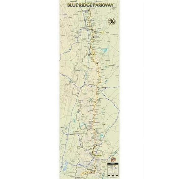 Franko Maps  12 x 36 in. Blue Ridge Parkway Wall Map