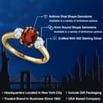 thumbnail image 2 of Gem Stone King 2.00 Ct Oval Red Garnet Sky Blue Aquamarine 18K Yellow Gold Plated Silver Ring, 2 of 6