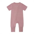 thumbnail image 6 of WIBACKER Baby Boys Girls Bamboo Viscose Short Sleeve Pajamas, 2 Way Zipper Romper, Sleep and Play 0-24 Months, 6 of 9