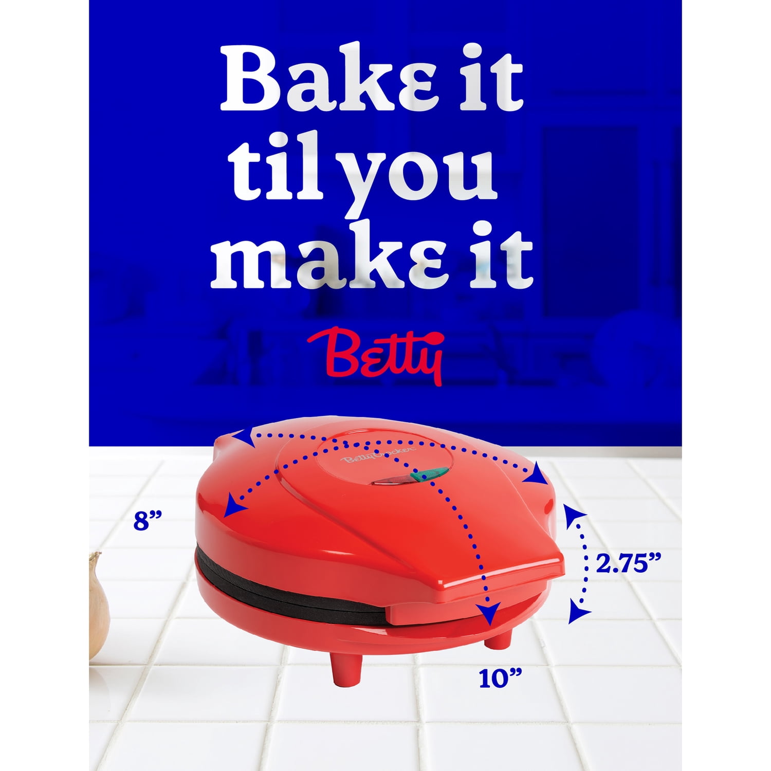 Betty Crocker 8-In. Indoor Electric Travel Nonstick Pizza Maker Plus with Insulated Travel Bag (Red)
