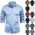 thumbnail image 1 of ylioge 2 Pack M-4X Plus Size Dress Shirts for Men Long Sleeve Big & Tall Slim-Fit T-Shirts Mens Formal Solid Color Button-Down Collared Business Work Tops, 1 of 8