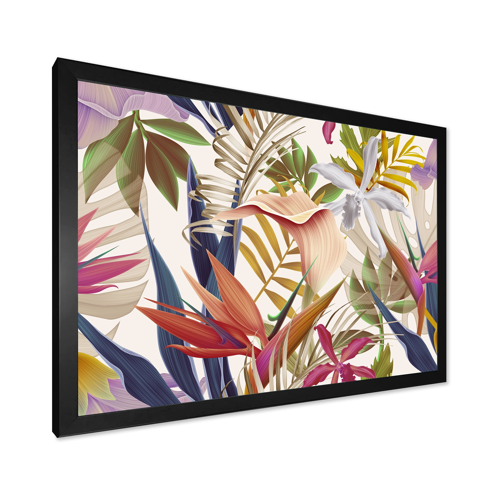 Designart 'VIntage Tropical Flowers VIII' Tropical Framed Art