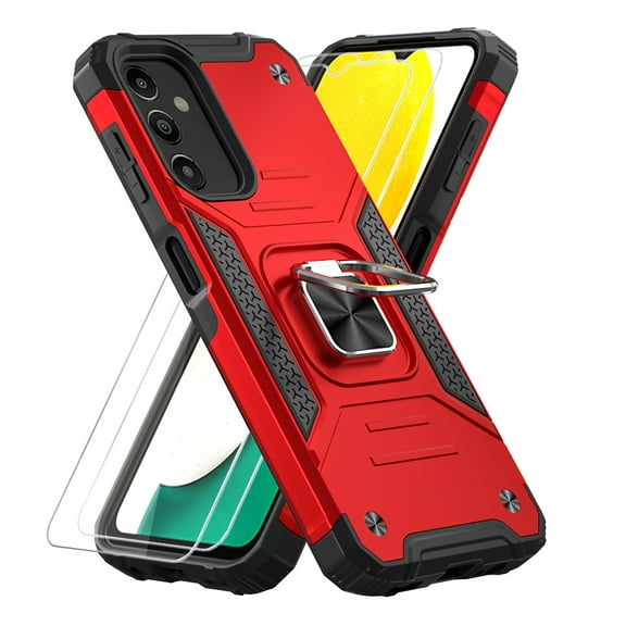 TASHHAR Samsung Galaxy A14 5G Case with Screen Protector Magnetic Ring Kickstand Military Grade Double Layer Drop Protection Durable Detachable for Galaxy A14 5G Phone - Red