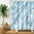 thumbnail image 4 of 72x84 Inches Blue Gold Marble Shower Curtain Abstract Golden Glitter Watercolor Crack Lines Texture Modern Ink Art Shower Curtains for Bathroom Decor Polyester Fabric Waterproof with Hooks, 4 of 6