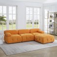 thumbnail image 5 of Williamspace 93" Modular Sectional Sofa L Shaped Couch Button Tufted Sofa with Reversible Ottoman, DIY Combination Velvet Sofa for Living Room Bedroom Apartment, Orange, 5 of 7
