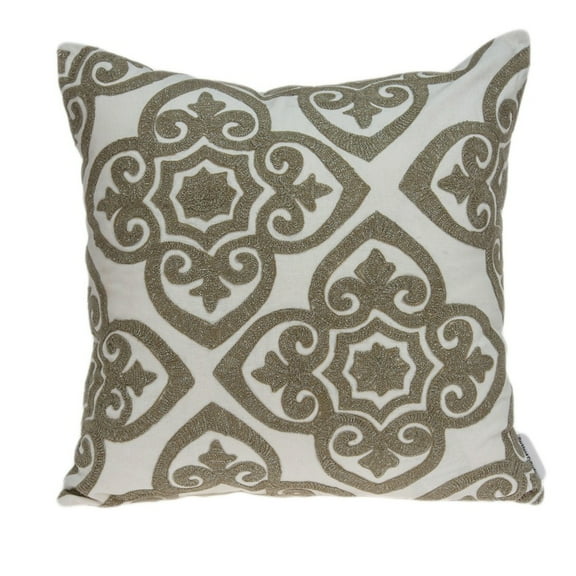 Parkland Collection Noori 20x20" Damask Cotton Throw Pillow in Beige/Brown