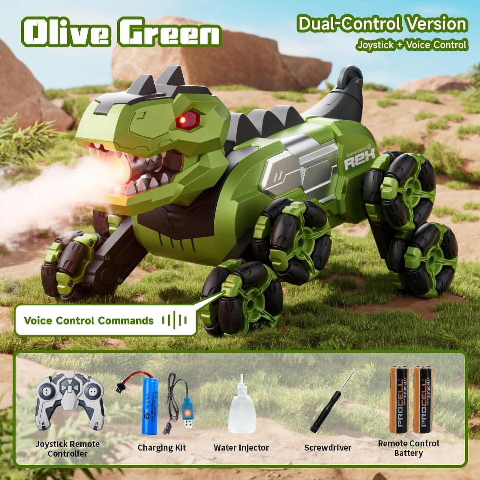 Dinosaur Remote Control Car Eight Wheel Sound Controlled Toy With Realistic Spray Function High Capacity Battery Motion Sensor Control For Indoor And Outdoor Adult Remote Control Car Backhoe Remote
