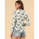 thumbnail image 5 of INSPIRE CHIC Blusa Estampado Floral Pajarita Cuello Con Volantes Manga Larga Top Para Mujer Blanco S, 5 of 6