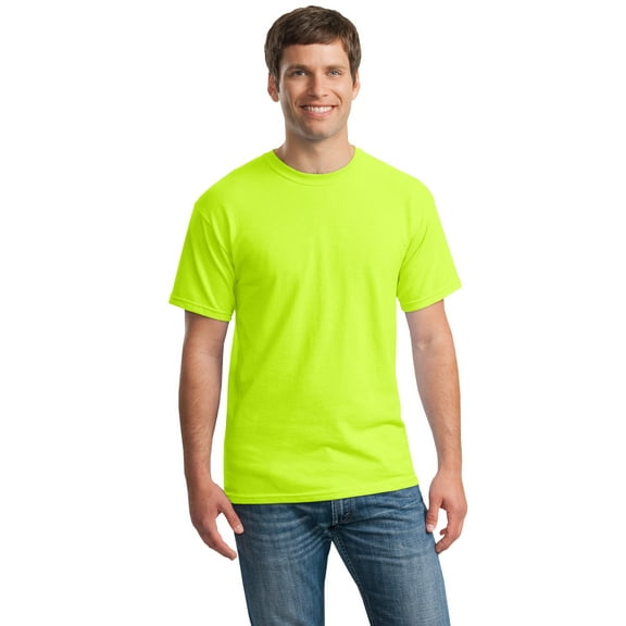 Gildan-High Visibility Safety Work T-Shirt| 50/50 Heavy Cotton & Polyester Safety Green Tee |5.3 oz |Size: S
