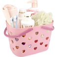 thumbnail image 1 of Cesta de ducha portátil con asas, organizador de almacenamiento de plástico reutilizable para cesta de ducha de baño (rosa), 1 of 5