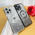 thumbnail image 2 of Magnetic Glitter for iPhone 16 Pro Max [ Compatible with MagSafe ], Luxury Love Heart Pattern Plating Bling Clear Case,Camera Protection Sparkly Slim Soft Back Cover for Women Girls,Silver, 2 of 12