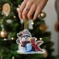 thumbnail image 2 of Mini Snowman Pendants Decorations, Letter Personalized Initial Monogram Christmas Hanging Ornaments for Xmas Tree Holiday Decor, K, 2 of 4