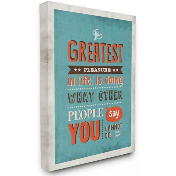Stupell Industries The Greatest Pleasure Inspirational Vintage Comic Book Blue Design Canvas Wall Art by Ester Kay