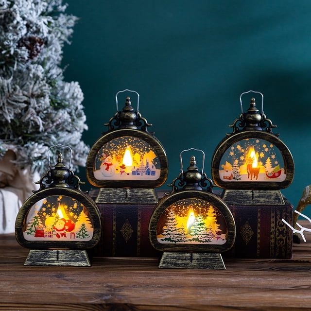 Xihbxyly Luz Navideña Portátil, Diseño Retro de Luz de Viento, Decoración Colgante para Árbol de Navidad, Exquisita Decoración de Escritorio, Sala Festiva, Mesa de Comedor, Decoración Del Hogar, 1 Lá