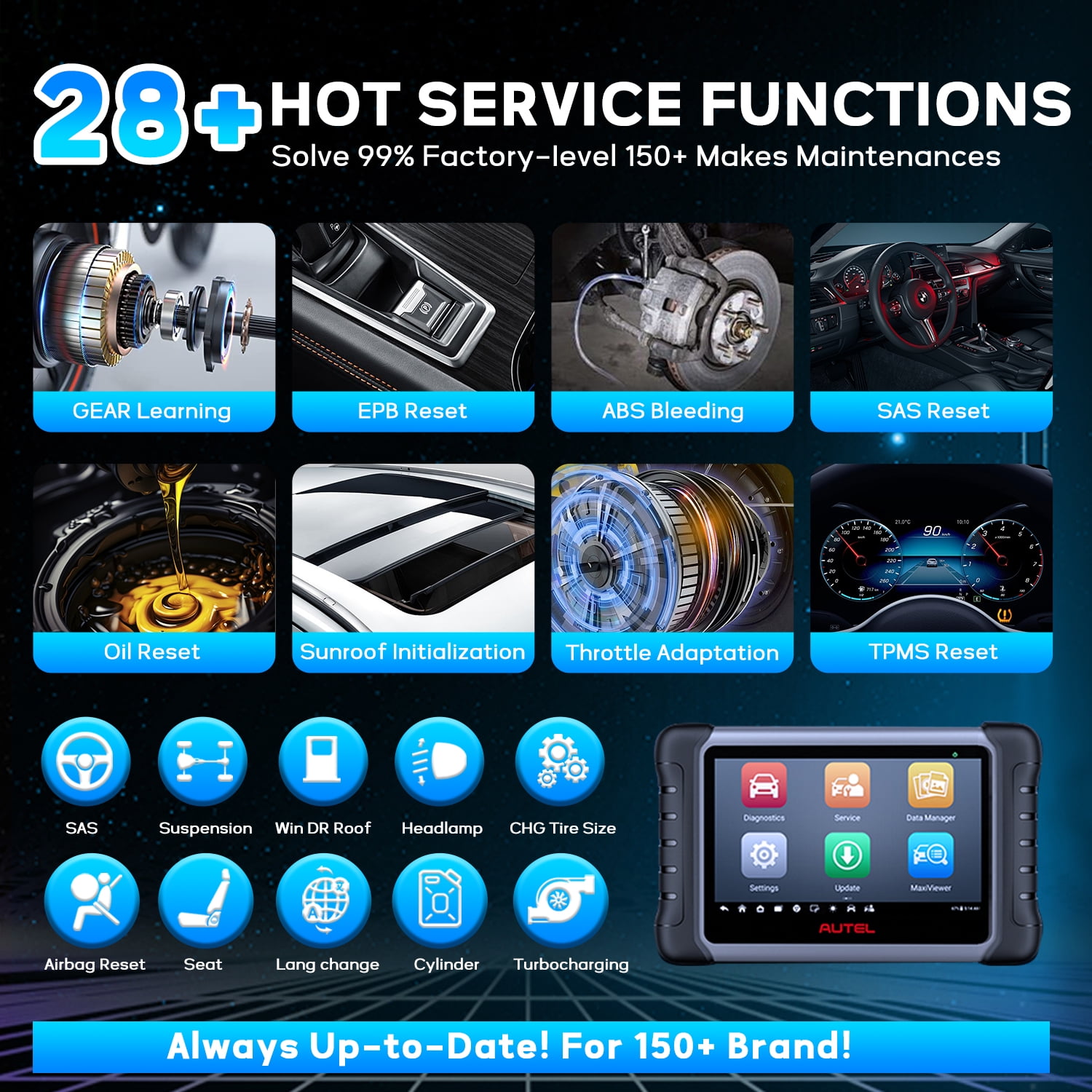 Autel Scanner MaxiCOM MK808Z-BT Bidirectional Car Diagnostic Scanner All System Scan Active Test, 28+ Service , FCA SGW Cars, OS11 Updated of MK808BT MK808S MX808S